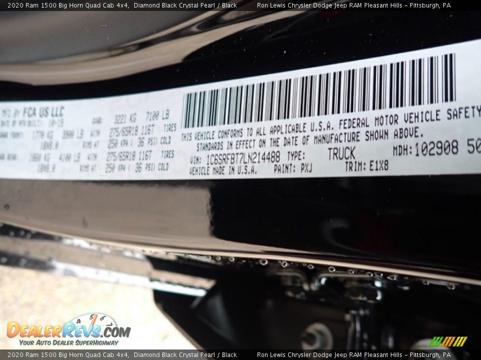 2020 Ram 1500 Big Horn Quad Cab 4x4 Diamond Black Crystal Pearl / Black Photo #14