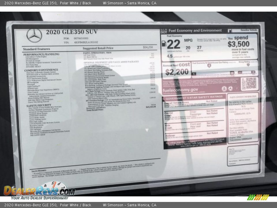 2020 Mercedes-Benz GLE 350 Polar White / Black Photo #10