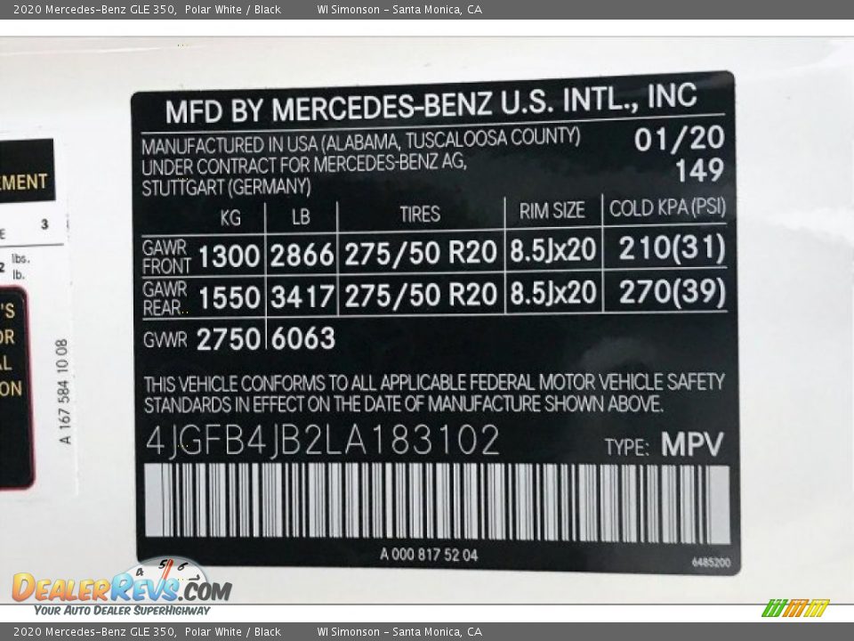 2020 Mercedes-Benz GLE 350 Polar White / Black Photo #11