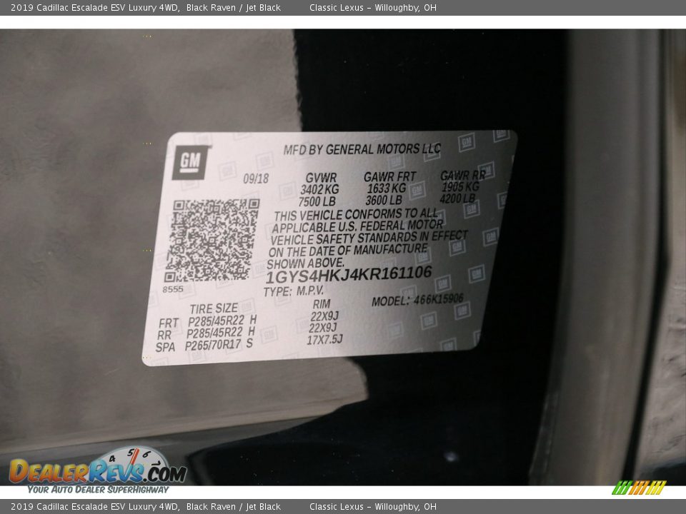 2019 Cadillac Escalade ESV Luxury 4WD Black Raven / Jet Black Photo #26