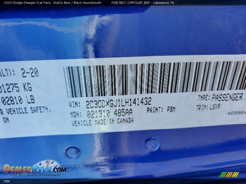 Dodge Color Code PBM IndiGo Blue