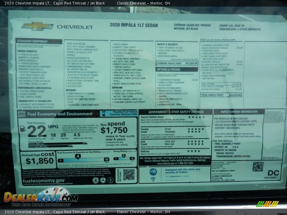 2020 Chevrolet Impala LT Cajun Red Tintcoat / Jet Black Photo #7