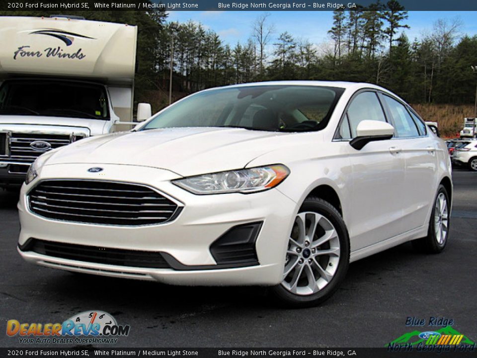 2020 Ford Fusion Hybrid SE White Platinum / Medium Light Stone Photo #1