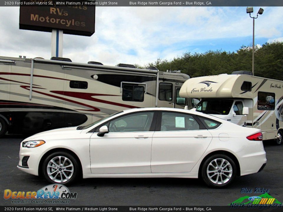 2020 Ford Fusion Hybrid SE White Platinum / Medium Light Stone Photo #2