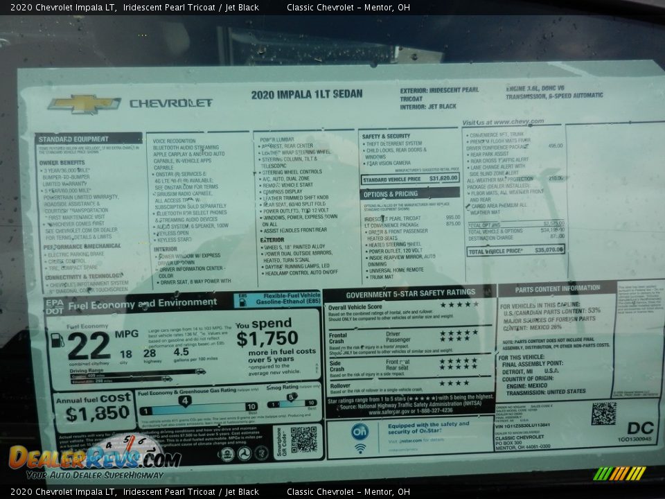 2020 Chevrolet Impala LT Iridescent Pearl Tricoat / Jet Black Photo #7