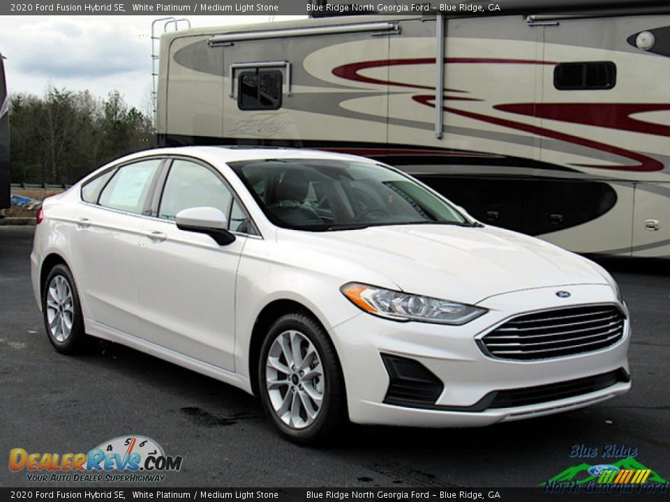 2020 Ford Fusion Hybrid SE White Platinum / Medium Light Stone Photo #7