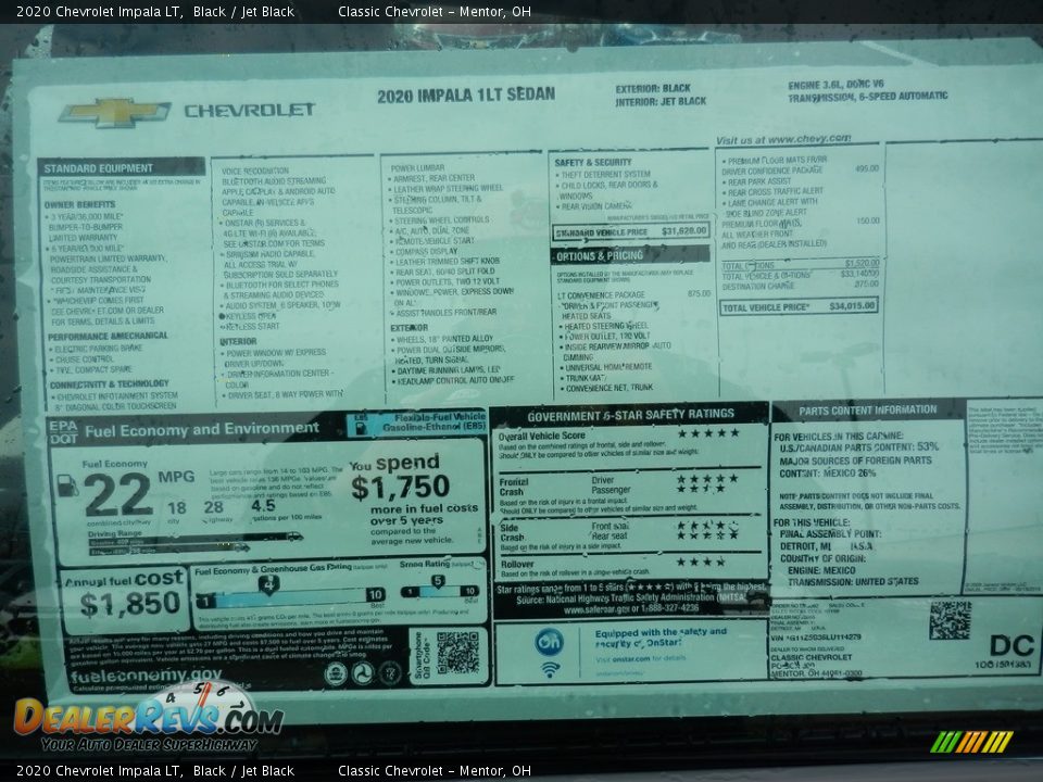 2020 Chevrolet Impala LT Black / Jet Black Photo #7