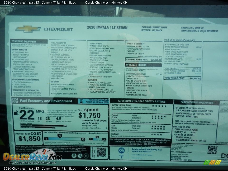 2020 Chevrolet Impala LT Summit White / Jet Black Photo #7