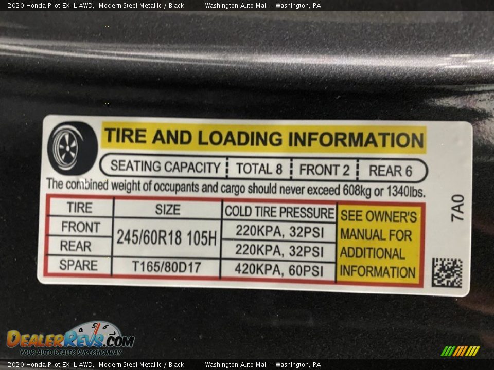 2020 Honda Pilot EX-L AWD Modern Steel Metallic / Black Photo #8