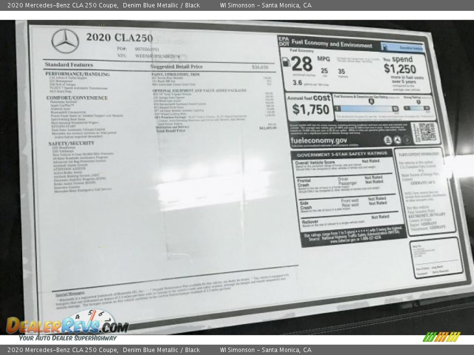 2020 Mercedes-Benz CLA 250 Coupe Denim Blue Metallic / Black Photo #10