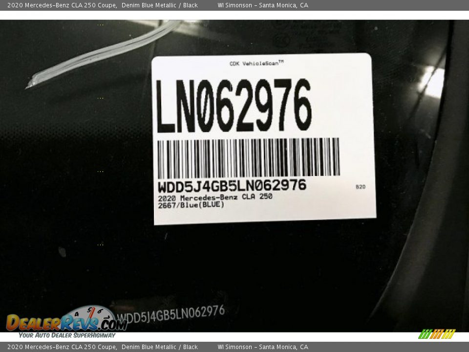 2020 Mercedes-Benz CLA 250 Coupe Denim Blue Metallic / Black Photo #11