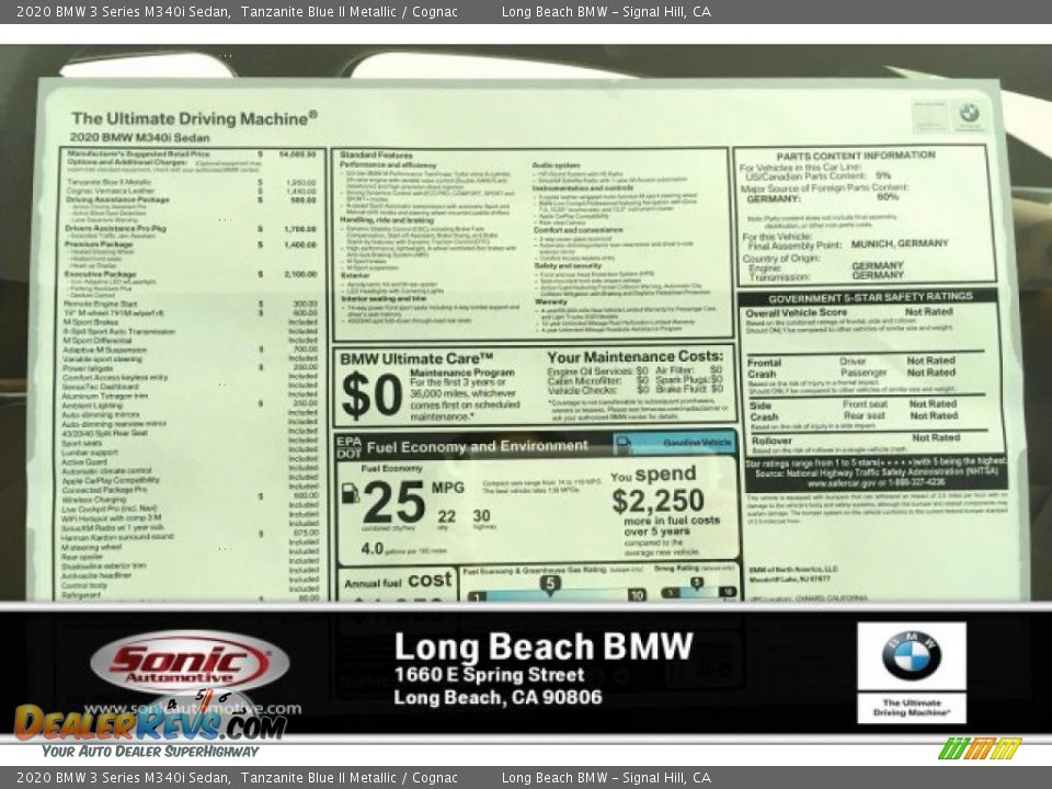 2020 BMW 3 Series M340i Sedan Tanzanite Blue II Metallic / Cognac Photo #10