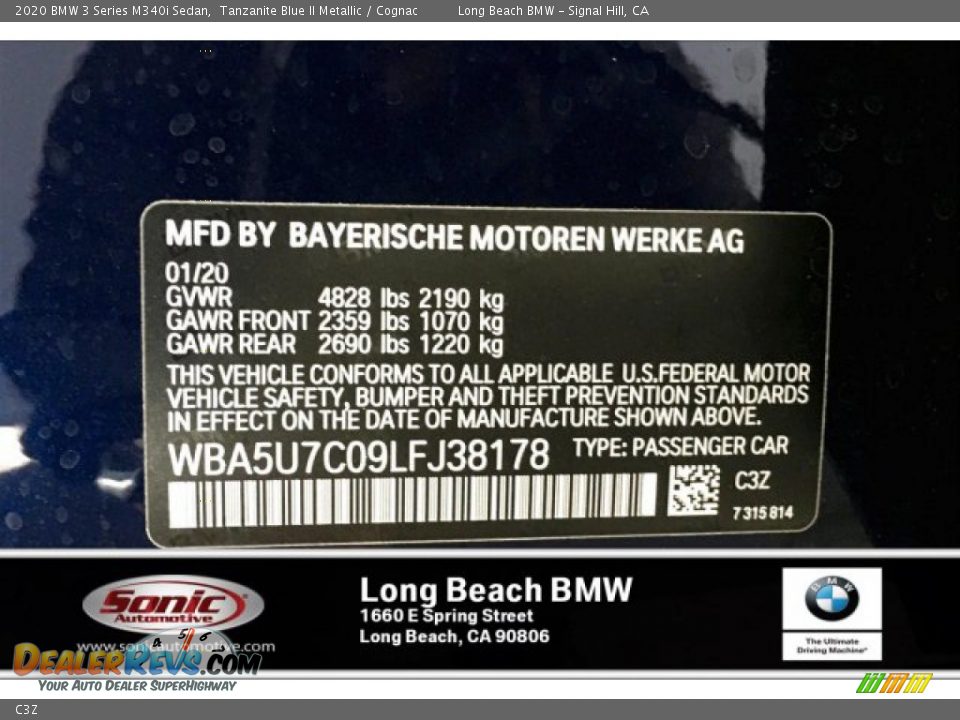 BMW Color Code C3Z Tanzanite Blue II Metallic
