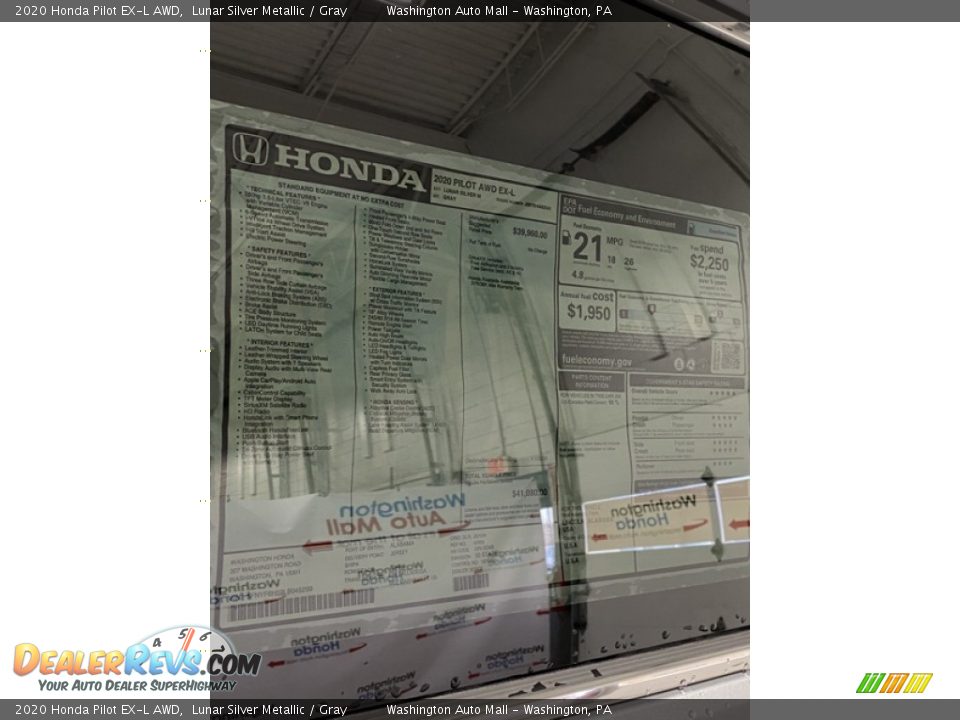 2020 Honda Pilot EX-L AWD Lunar Silver Metallic / Gray Photo #15