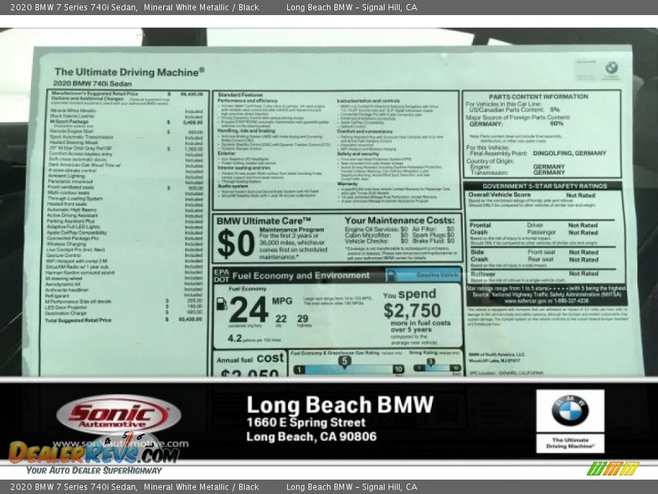 2020 BMW 7 Series 740i Sedan Mineral White Metallic / Black Photo #10