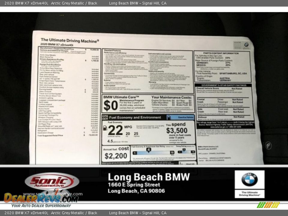 2020 BMW X7 xDrive40i Arctic Grey Metallic / Black Photo #10