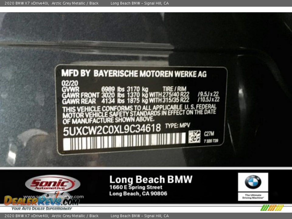 2020 BMW X7 xDrive40i Arctic Grey Metallic / Black Photo #11