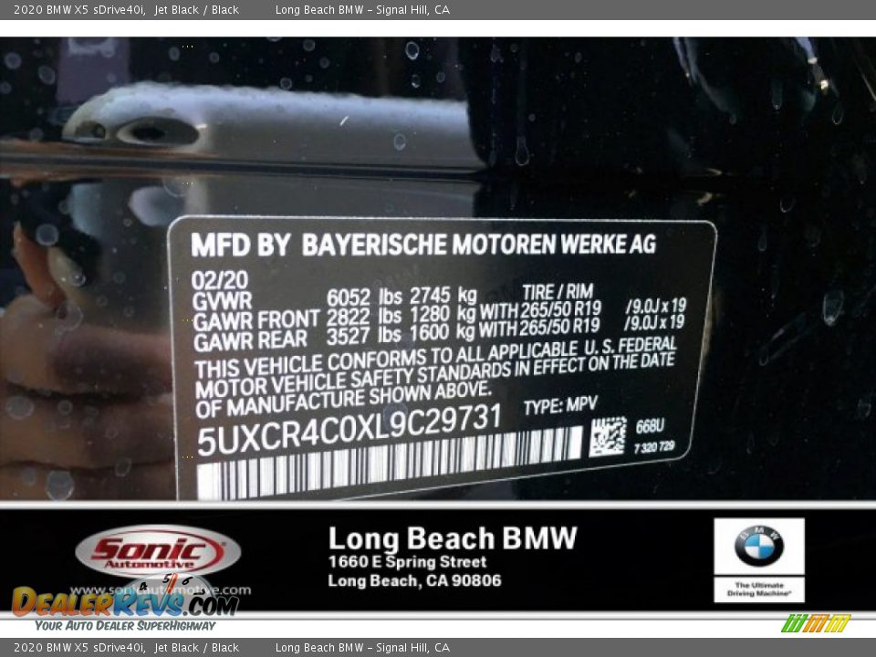 2020 BMW X5 sDrive40i Jet Black / Black Photo #10