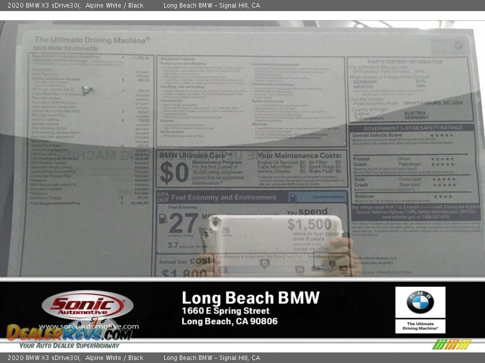 2020 BMW X3 sDrive30i Alpine White / Black Photo #10
