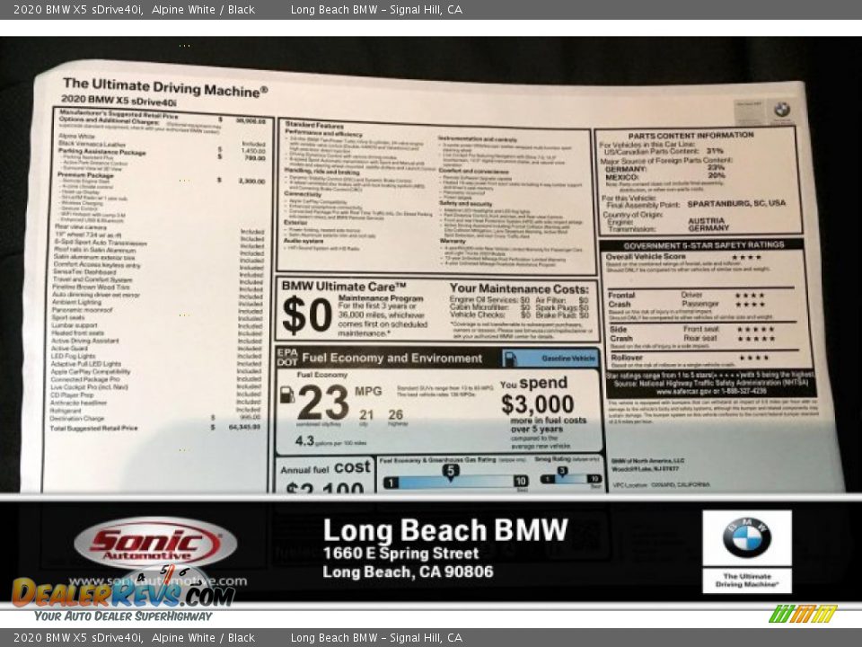 2020 BMW X5 sDrive40i Alpine White / Black Photo #10