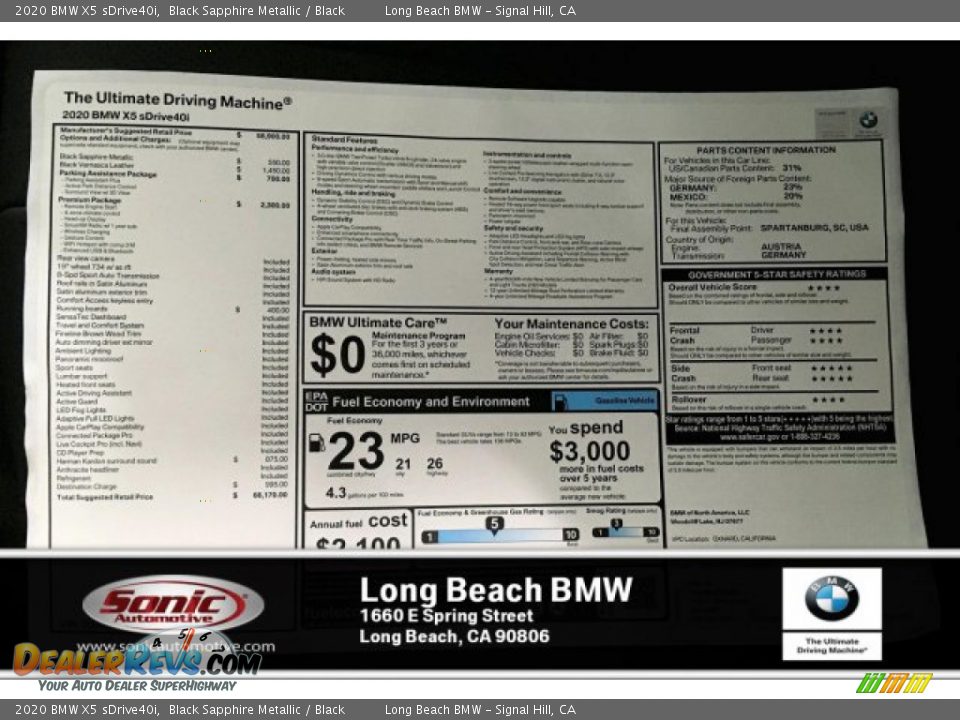 2020 BMW X5 sDrive40i Black Sapphire Metallic / Black Photo #10