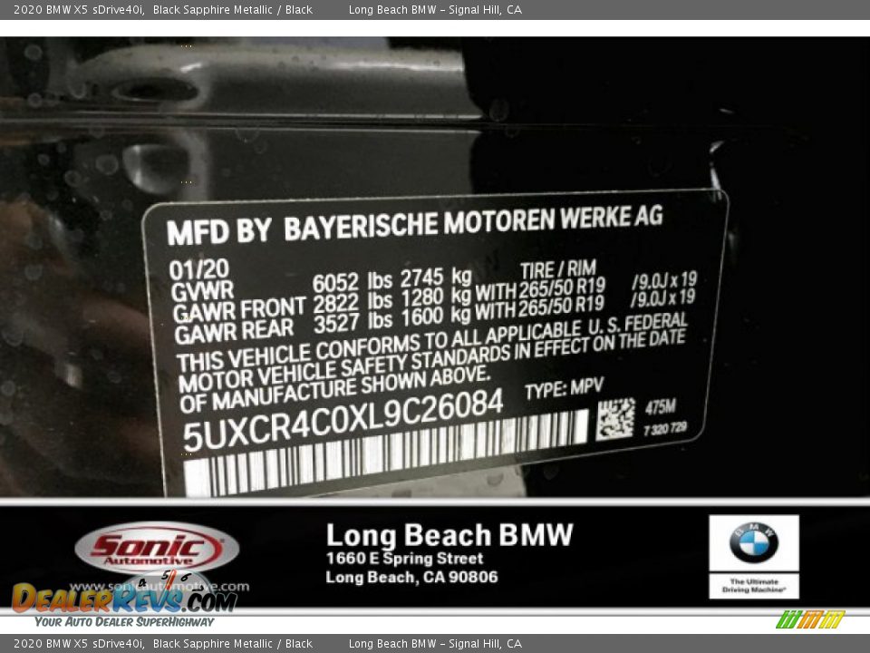 2020 BMW X5 sDrive40i Black Sapphire Metallic / Black Photo #11