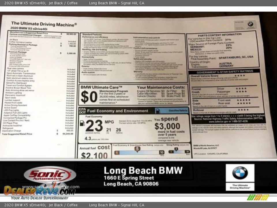 2020 BMW X5 sDrive40i Jet Black / Coffee Photo #10