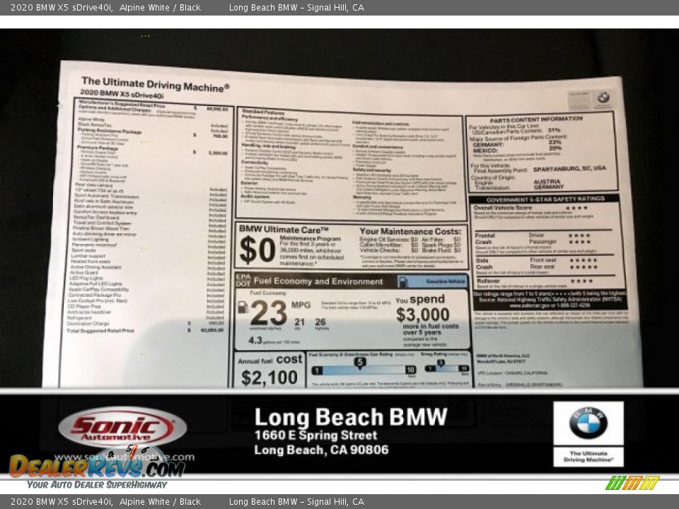 2020 BMW X5 sDrive40i Alpine White / Black Photo #10