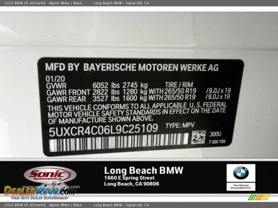 2020 BMW X5 sDrive40i Alpine White / Black Photo #11