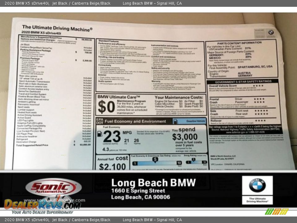 2020 BMW X5 sDrive40i Jet Black / Canberra Beige/Black Photo #10