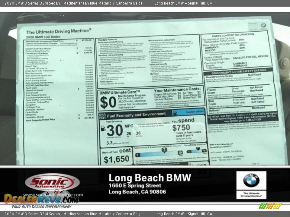 2020 BMW 3 Series 330i Sedan Mediterranean Blue Metallic / Canberra Beige Photo #9