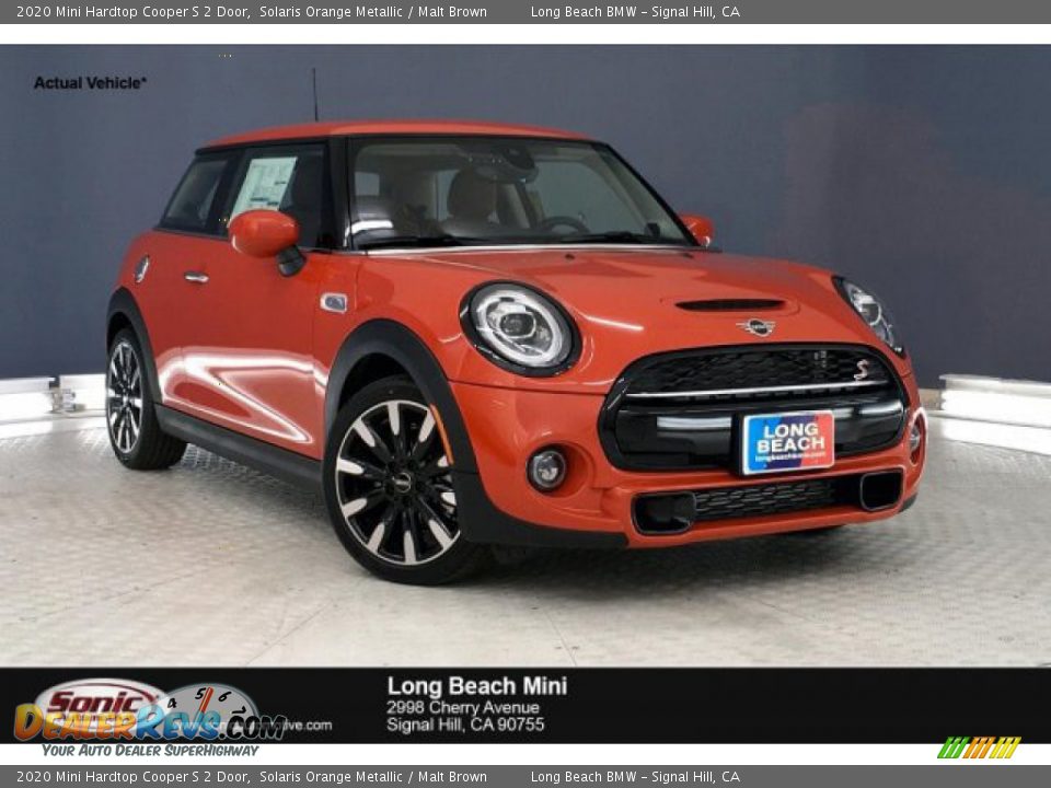 2020 Mini Hardtop Cooper S 2 Door Solaris Orange Metallic / Malt Brown Photo #1