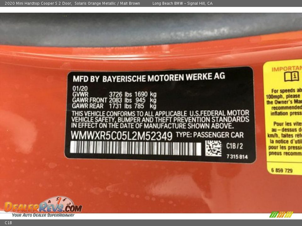 Mini Color Code C1B Solaris Orange Metallic