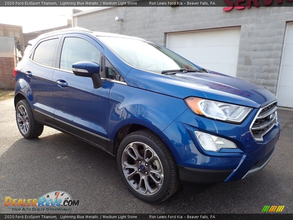 2020 Ford EcoSport Titanium Lightning Blue Metallic / Medium Light Stone Photo #9