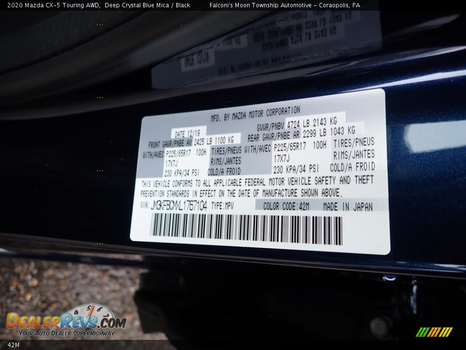 Mazda Color Code 42M Deep Crystal Blue Mica