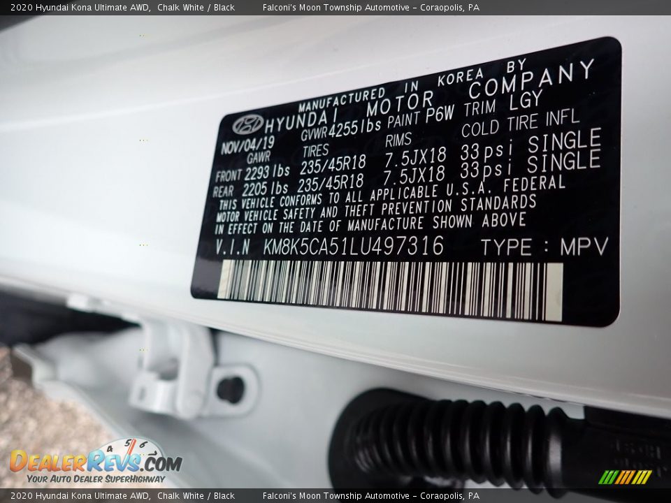 2020 Hyundai Kona Ultimate AWD Chalk White / Black Photo #12
