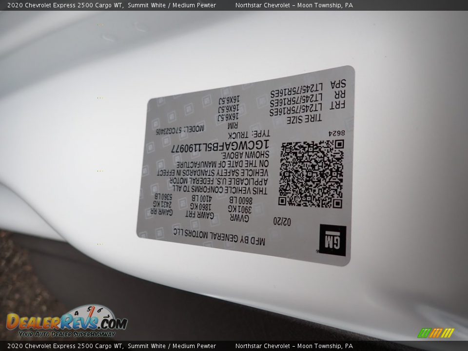 2020 Chevrolet Express 2500 Cargo WT Summit White / Medium Pewter Photo #14