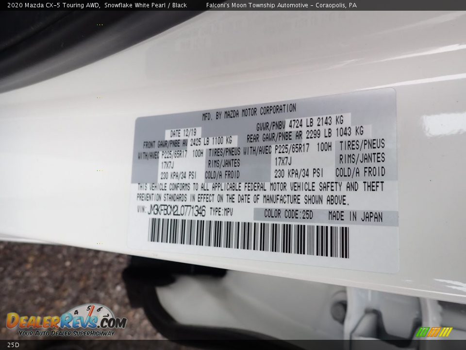 Mazda Color Code 25D Snowflake White Pearl