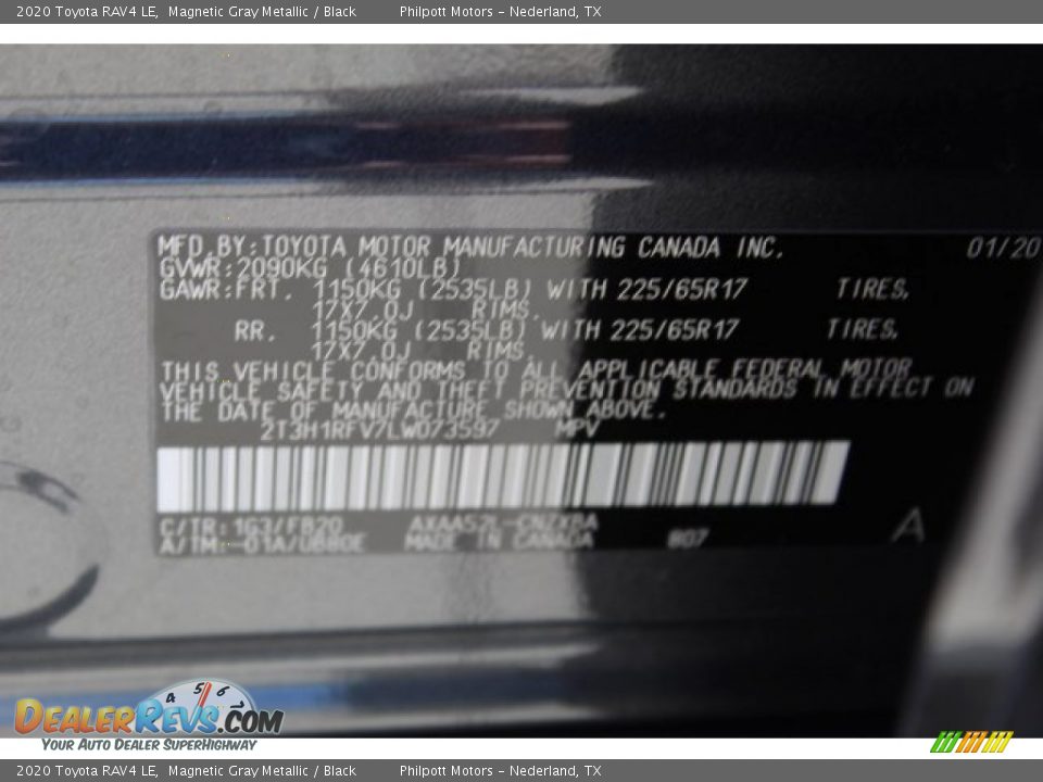 2020 Toyota RAV4 LE Magnetic Gray Metallic / Black Photo #24