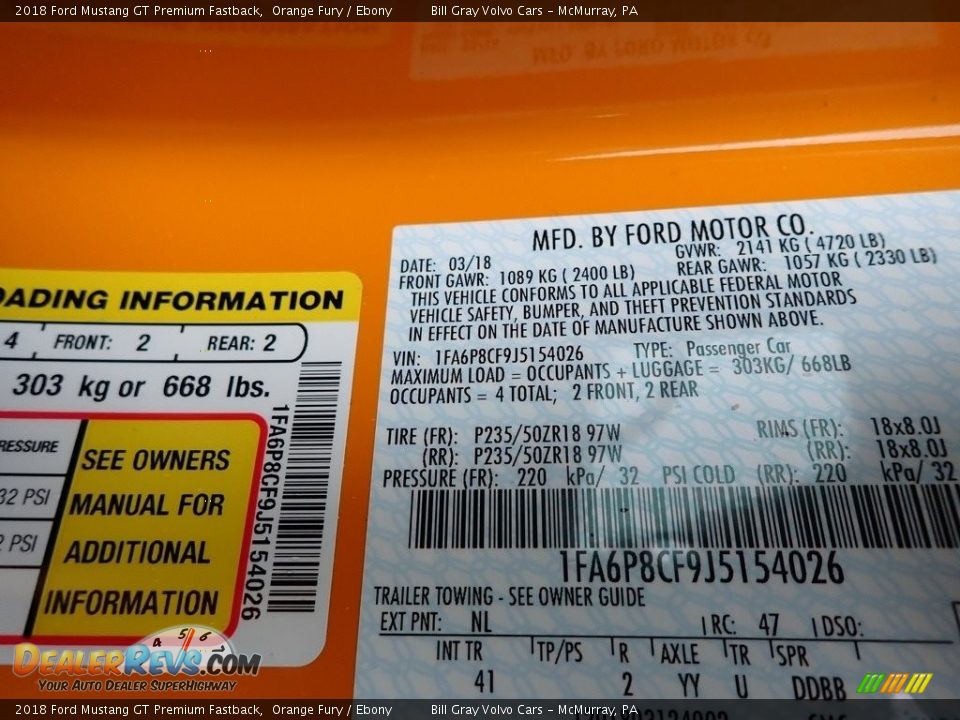 2018 Ford Mustang GT Premium Fastback Orange Fury / Ebony Photo #14
