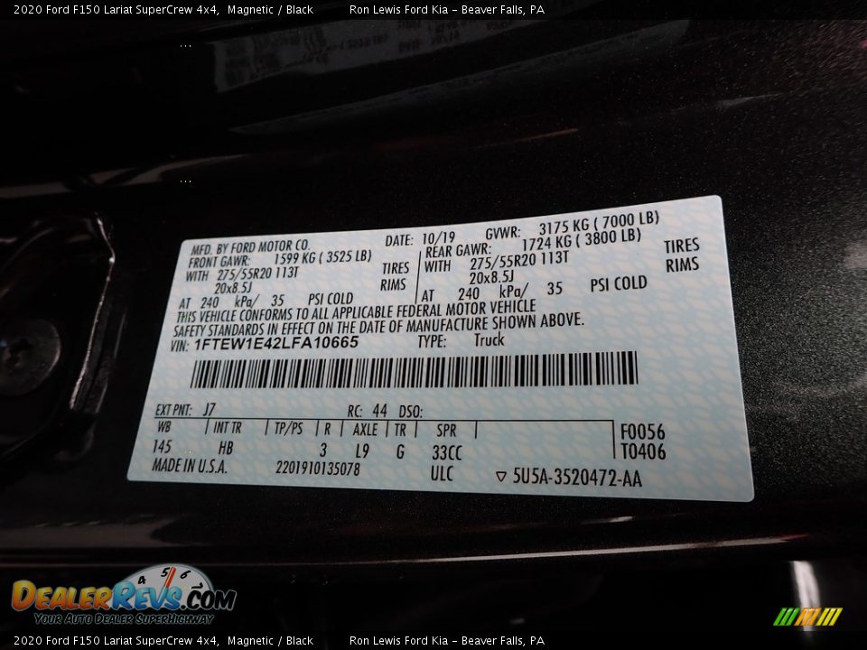 2020 Ford F150 Lariat SuperCrew 4x4 Magnetic / Black Photo #10