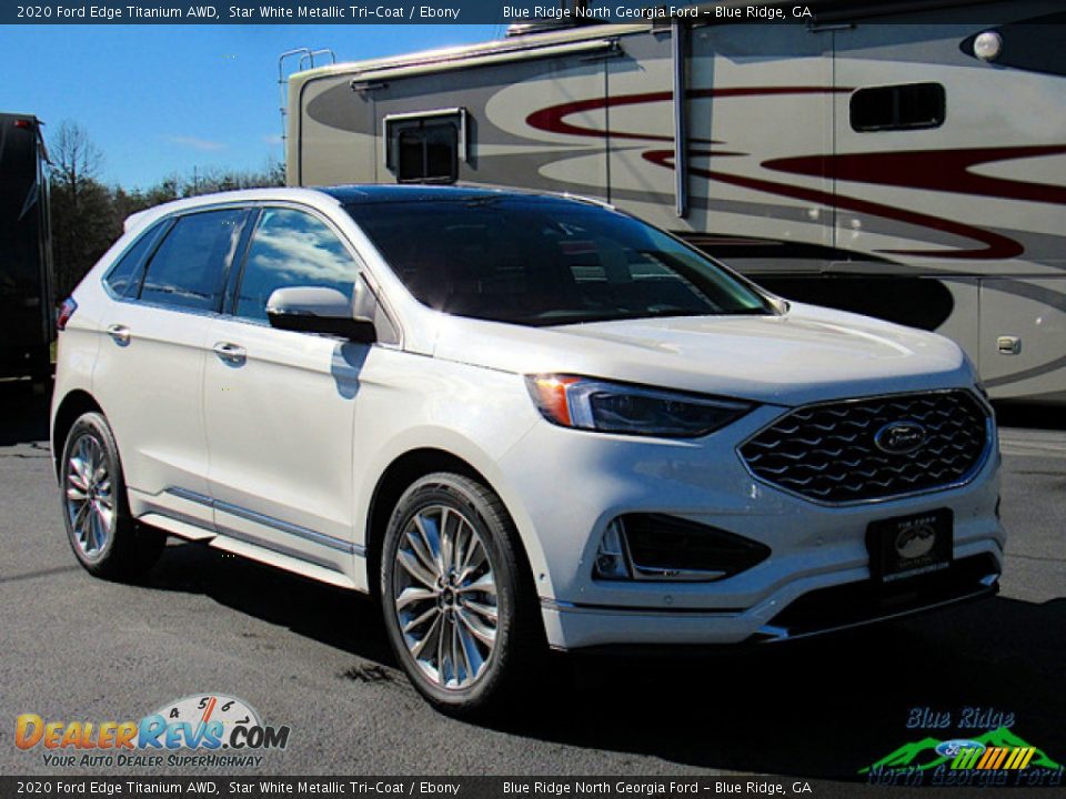 2020 Ford Edge Titanium AWD Star White Metallic Tri-Coat / Ebony Photo #7