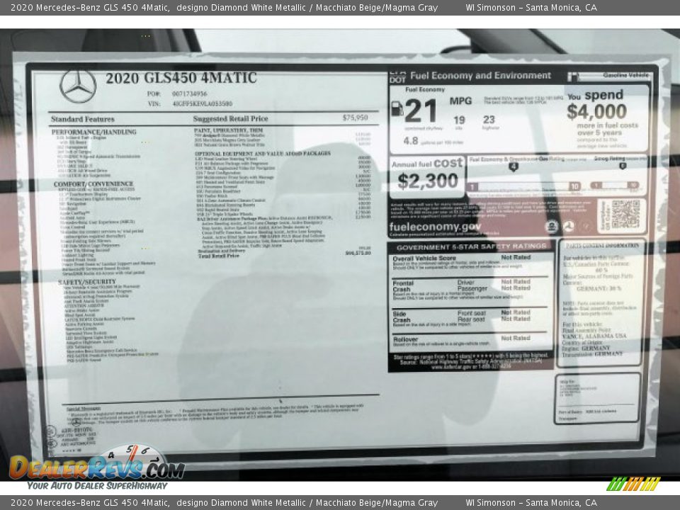 2020 Mercedes-Benz GLS 450 4Matic Window Sticker Photo #10