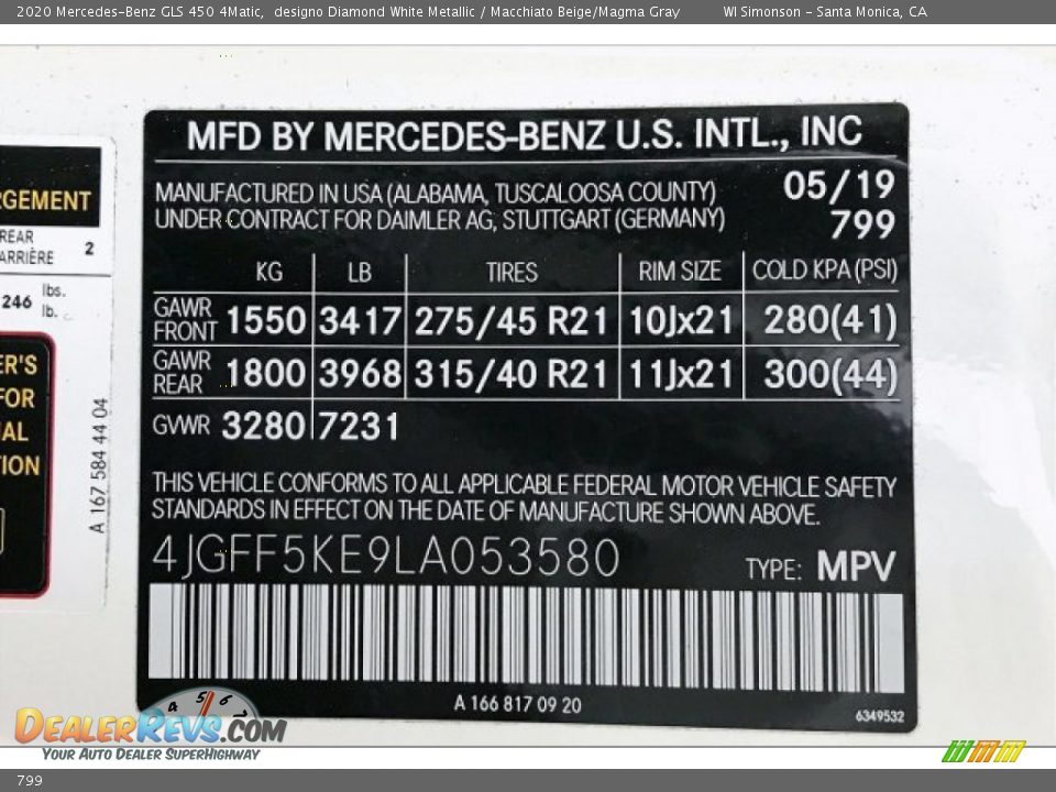 Mercedes-Benz Color Code 799 designo Diamond White Metallic