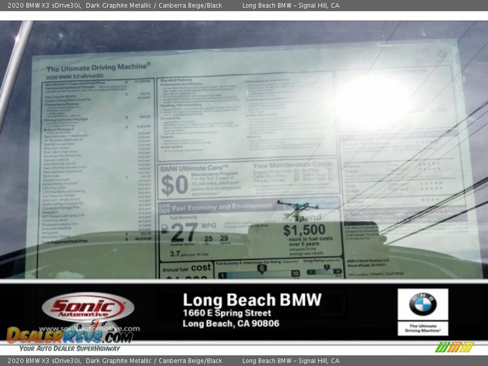 2020 BMW X3 sDrive30i Dark Graphite Metallic / Canberra Beige/Black Photo #10