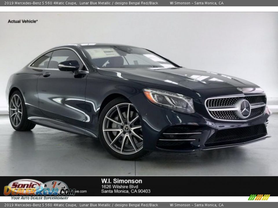 2019 Mercedes-Benz S 560 4Matic Coupe Lunar Blue Metallic / designo Bengal Red/Black Photo #1