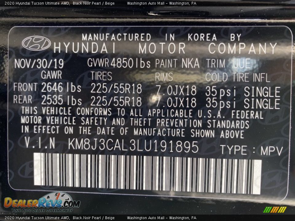 2020 Hyundai Tucson Ultimate AWD Black Noir Pearl / Beige Photo #9