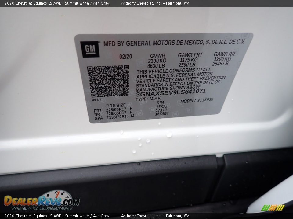 2020 Chevrolet Equinox LS AWD Summit White / Ash Gray Photo #14