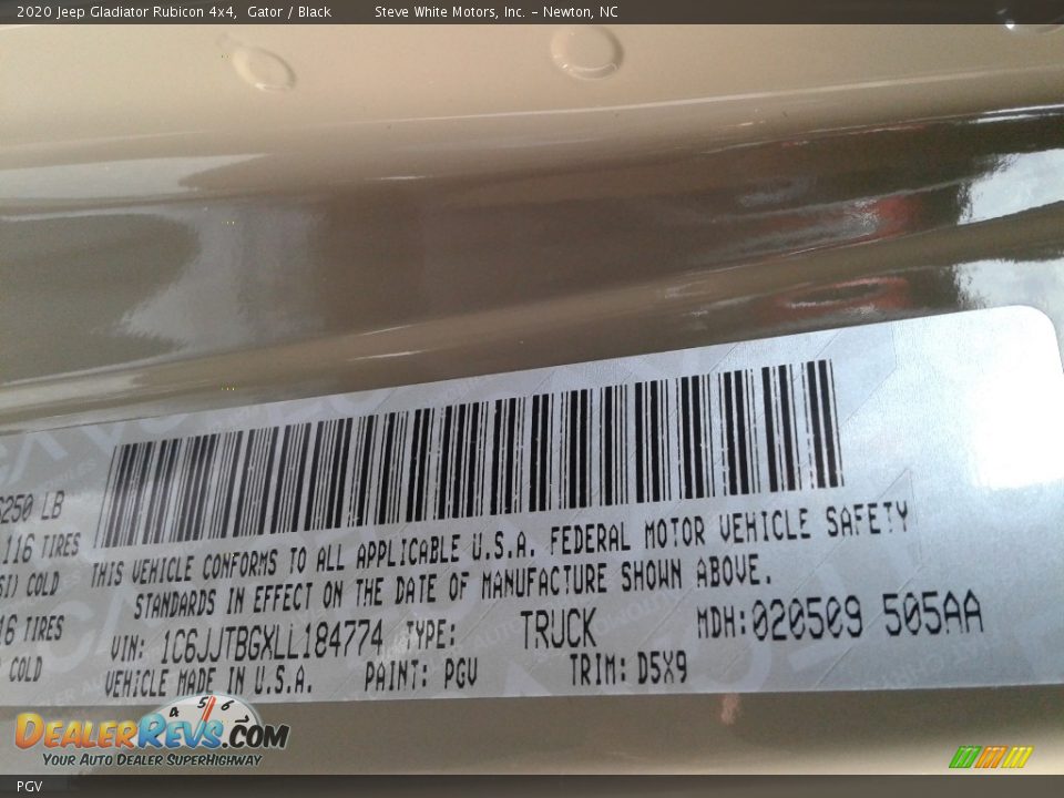 Jeep Color Code PGV Gator