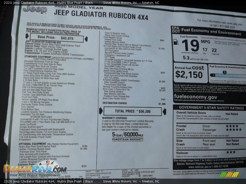 2020 Jeep Gladiator Rubicon 4x4 Hydro Blue Pearl / Black Photo #30